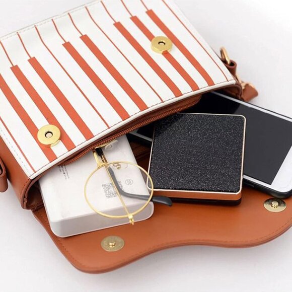 Women Piano Pattern Music Note Top Handle Satchel Mini Size Crossbody Tote Bag P - Picture 6 of 7